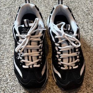 Skechers D'Lites Classic Black and White Shoes